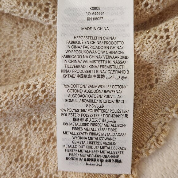 Boden Cropped Short Sleeve Botton Down Cardigan in Gold Metallic Sparkle Size M - Picture 4 of 7